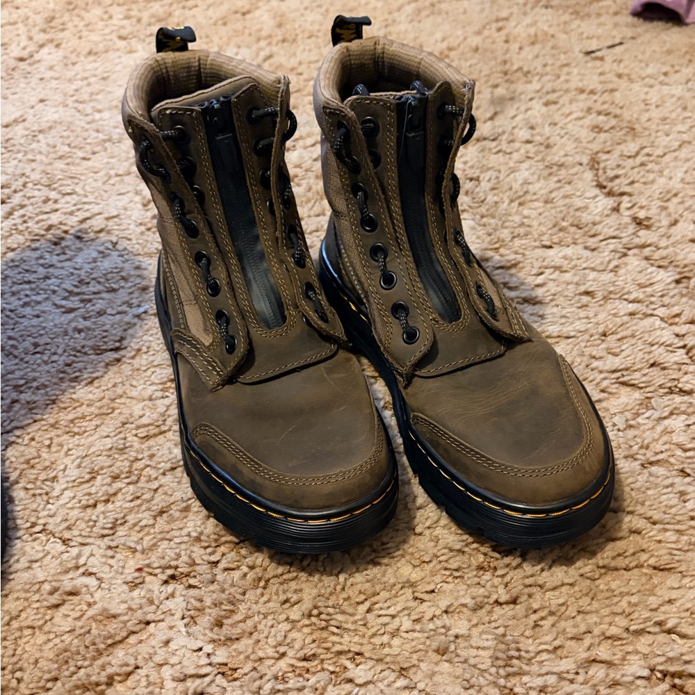 Dr. Martens Brown Lace Up Boots w/ outside zipper